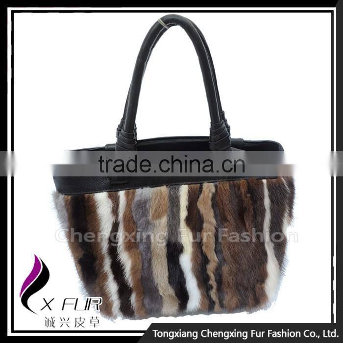 CX-H-05 Women Genuine Leather&Mink Fur Fashion Bags