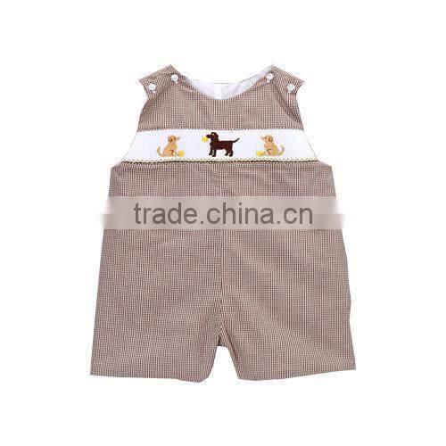Brown Gingham Lab Smocked Shortall