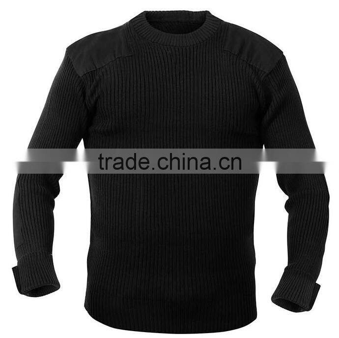 wholesale black acrylic quarter zip military style pullover sweater