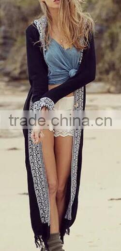 Runwaylover EY1054C New Fashion 2017 Ladies Long Style Embroidery Cardigan Coats