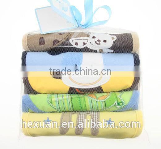 OEM or Stocked ,5PCS/SET Baby Bibs set,Mesh bag baby Babybibs set,100%cotton bib
