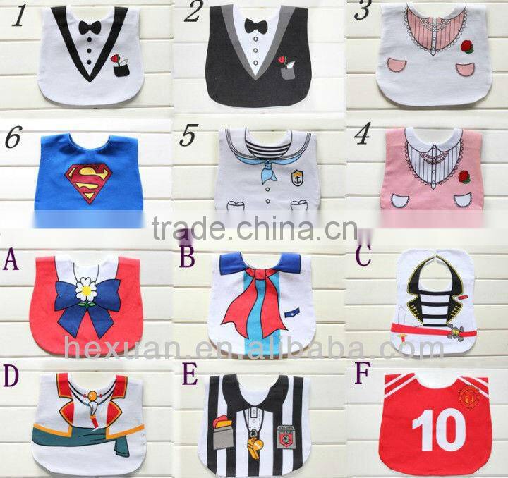 12 designs can choose baby bibs/3 layers baby bibs/superman baby bibs /in stocked or OEM