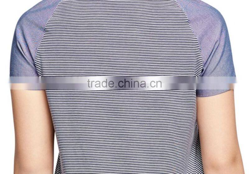Wholesale cheap short raglan striped t shirts