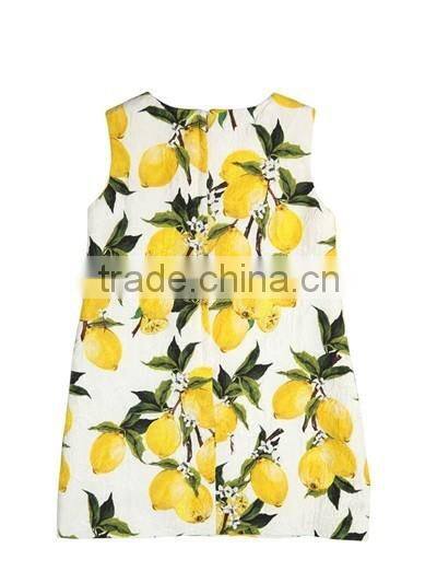 2017 latest design silk skirt children model print with fruits skirt