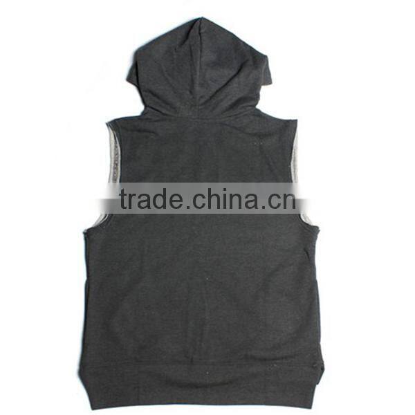 Blank zip up hoodie men sleeveless sweatshirt heavy hoodies sweatshirt