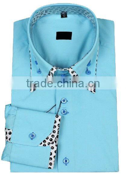 new 100% cotton men's contrast collar double collar contrast cuffs long sleeve dress shirt