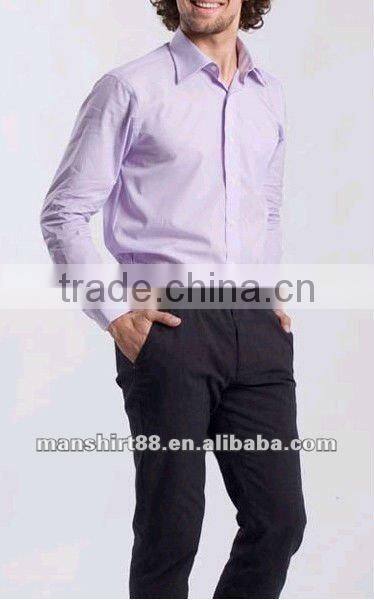 2016 Light blue Elegant style Linen / Cotton shirt with peaked collar