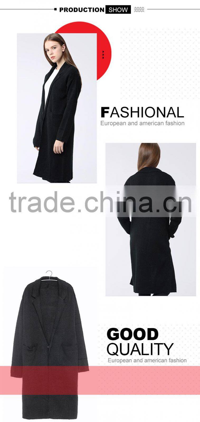 trend girls young coat sweater fashion cardigan women long with two colors