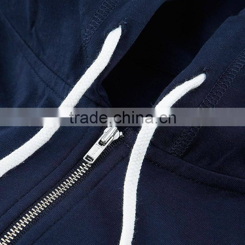 light jersey cotton fashion zip up blank hoodie sweatshirt
