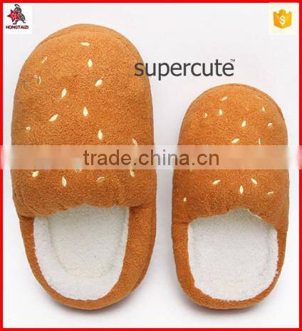 2016 most popular bread hambourger shape plush indoor slipper