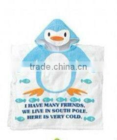 100% cotton breathable penguin design baby bath robe/kids bath robes