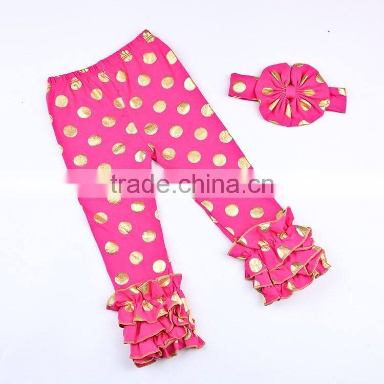 2016 latest Design gold dot spring color wholesale icing capris girls icing capris legging baby icing capris