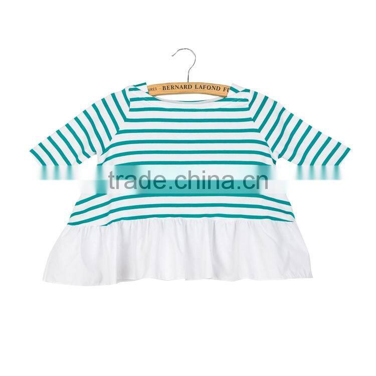 Children Cotton Stripe Printed Baby Ruffle Tops