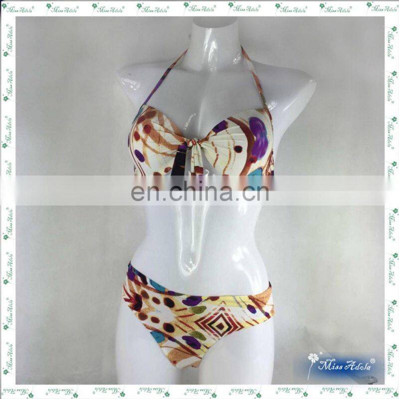 MissAdola halter swim garment illusion bikini brazilian two pieces digital print bathing suit woman swimwear (REF-05)
