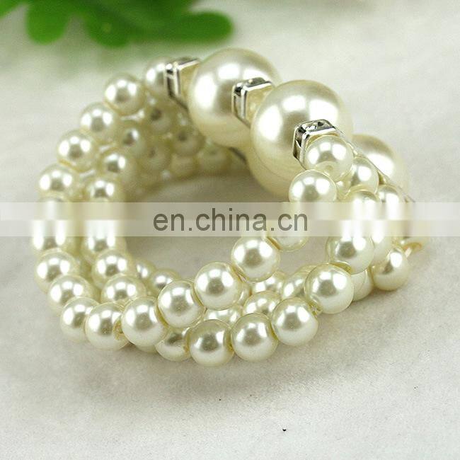 New Design 4 Rows Wedding Jewelry Bracelet Diamond Imitation Pearl Bridal Bracelet