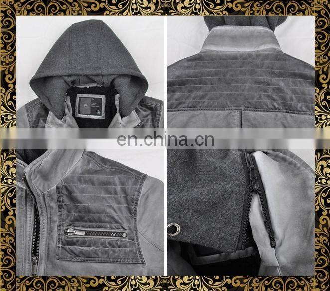 2016 new design high density men cotton washed hoodie jacket