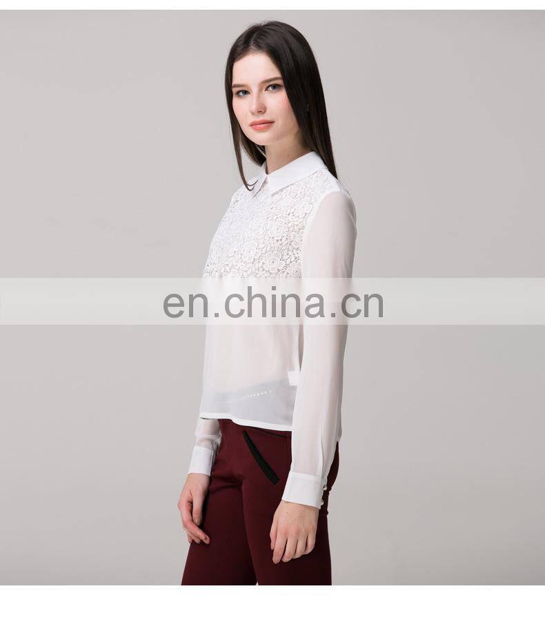 Fashion high qualtiy new design women lace blouse white color