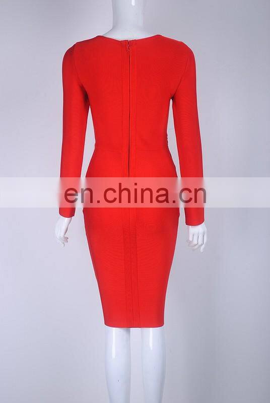 Amigo 2017 new design Black long sleeve XXX bandage dress midi prom dresses for hot body ladies party wear