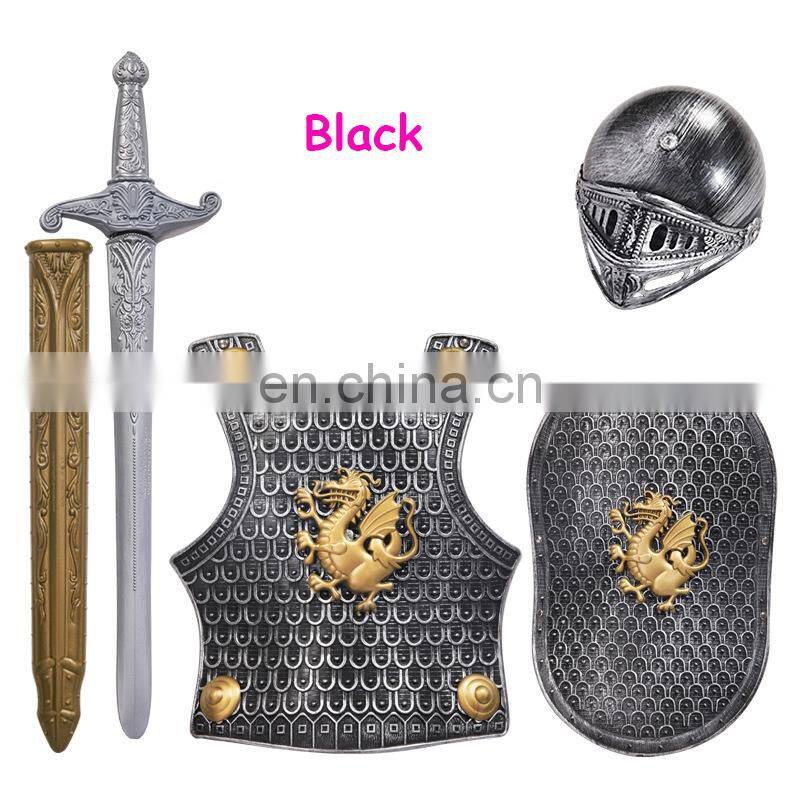 Medieval Roman Knight helmet armor Party cosplay plastic warrior costumes four-piece suit for kids MCH-2480