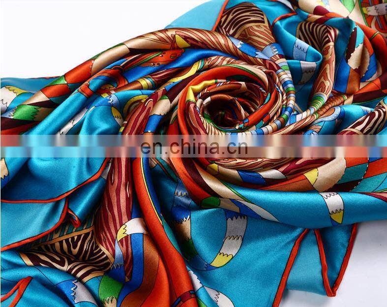 women fashion square satin silk head covering scarf