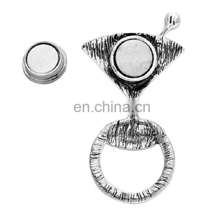 Made in China Fancy Antique Silver Plating Glass Design Magnetic Brooch Pin