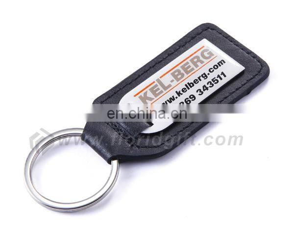 Company Anniversary gifts PU Leather metal keychain leather fob with custom logo