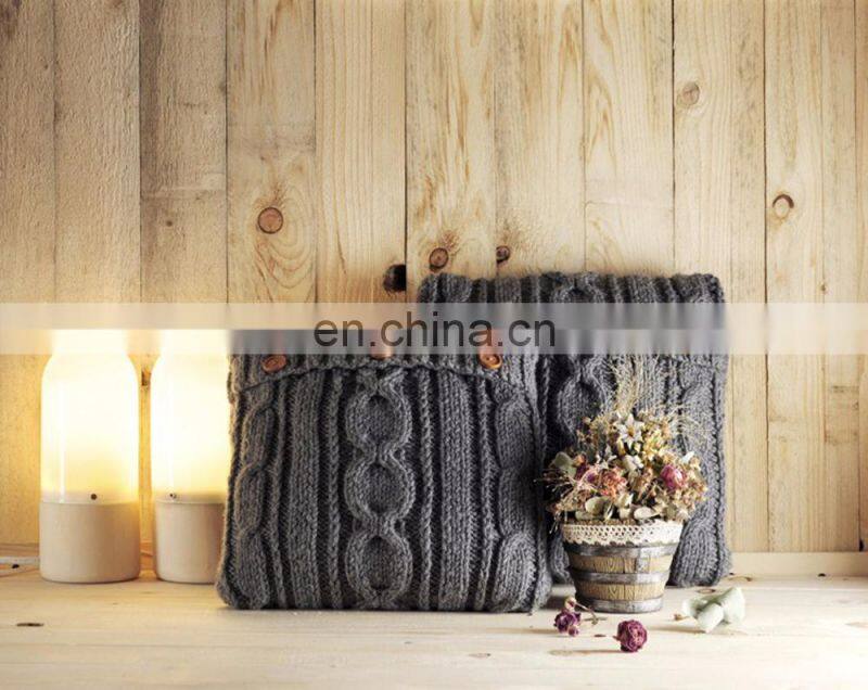 2019 New Design Decorative Plain Knitted Sofa Decorative Pillow Case