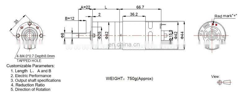42mm High Torque planetary geared dc motor 12v 24v 48v 300rpm for power tool 42PA775