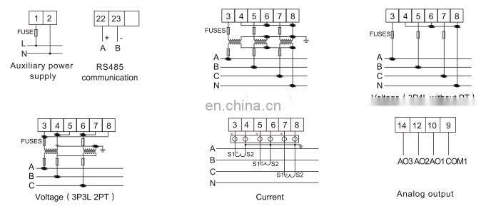 Acrel Three-phase AC current Electricity transmitter/transducer analog output