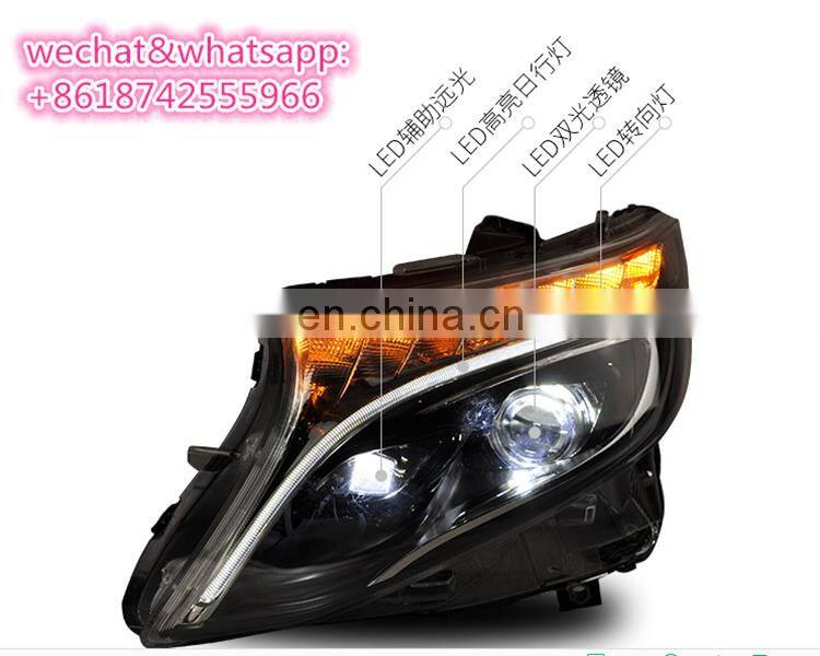 High quality headlights for V class w447 front lamp with led day running lights led turning lights fit for 2017 2016 w447