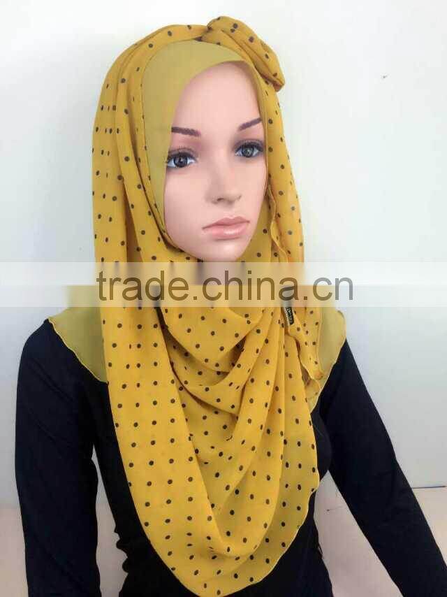 2015 Summer Two pieces chiffon bowknot muslim hijab