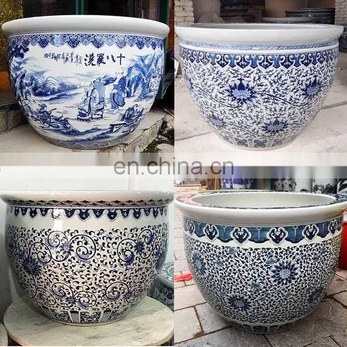 Luxury large jingdezhen hand painted blue and white ceramic pot planters