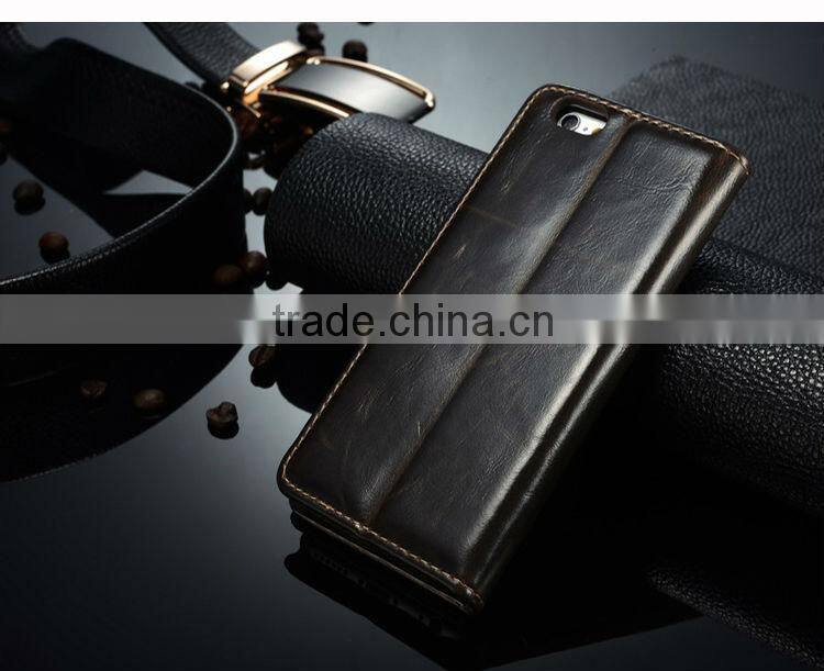 Handmade genuine leather back cover with card holder phone cases for iphone 6 plus bulk buy from alibaba china