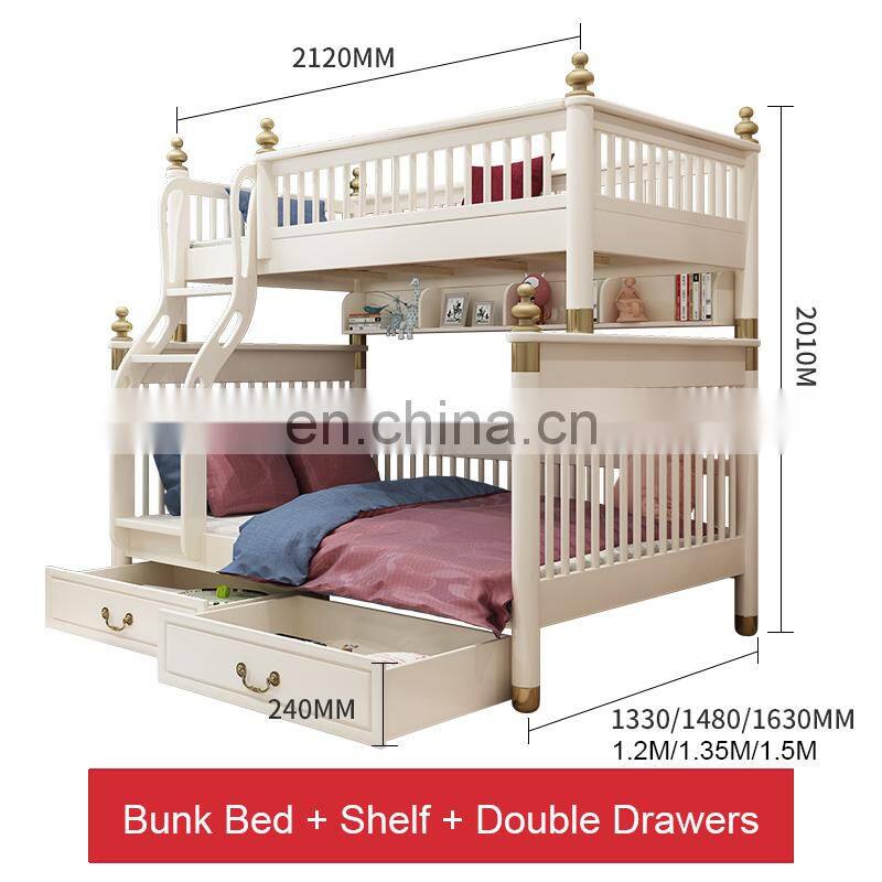 Wooden Bunk Bed Beds with Slide Bedroom Furniture for Mother and Child Bed
