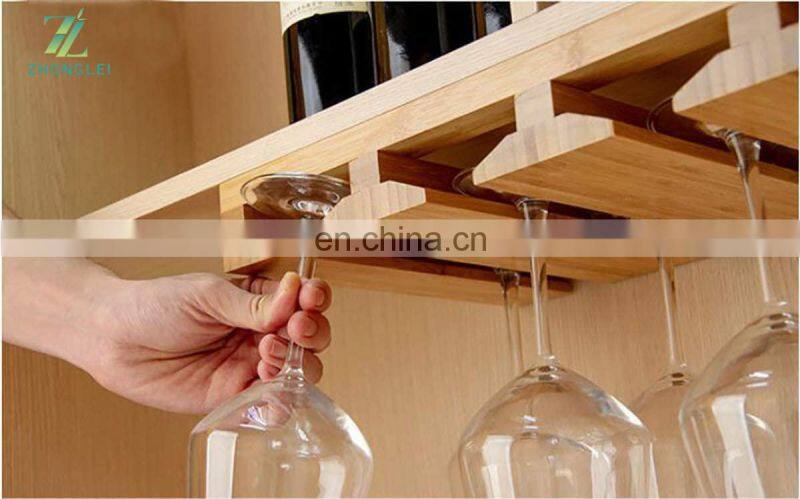 Custom Wine Glass Rack Under Cabinet for Kitchen Wine Glass Holder Bamboo Stemware Drying Storage Hanger Organizer Rack
