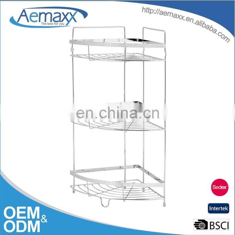 Popular durable 3 Layers chrome metal bathroom corner rack