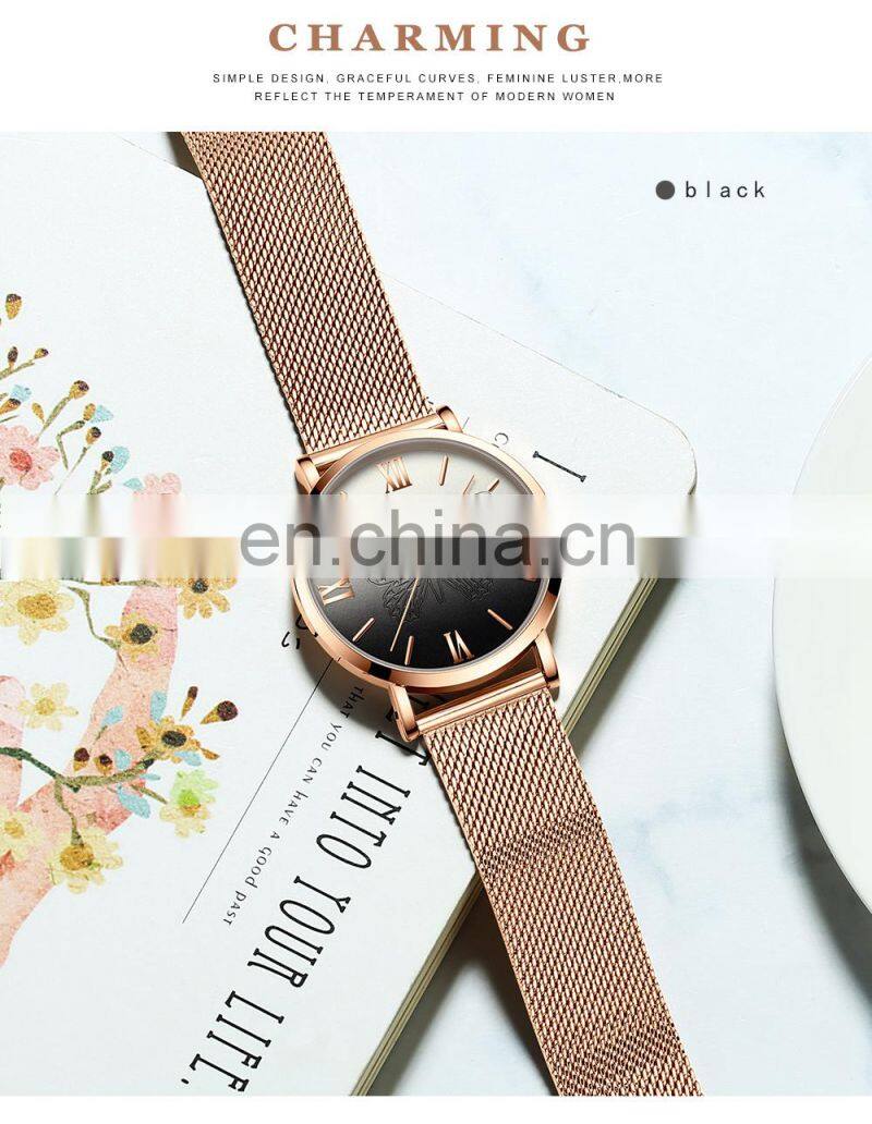 Hannah Martin 13620 Women Watch Luxury 3D Butterfly Rose Gold Mesh Strap Japanese Movement Waterproof Quartz Women Wristwatch