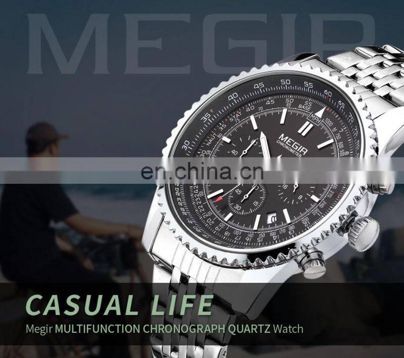 MEGIR Original Men Watch Stainless Steel Quartz Watches Men Top Brand Luxury Clock Men Relogio Masculino 2008