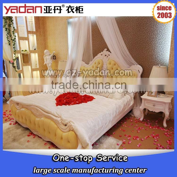 French Wedding Hand Carved Double Bed Wooden Bedroom Set Romantic Home Furniture