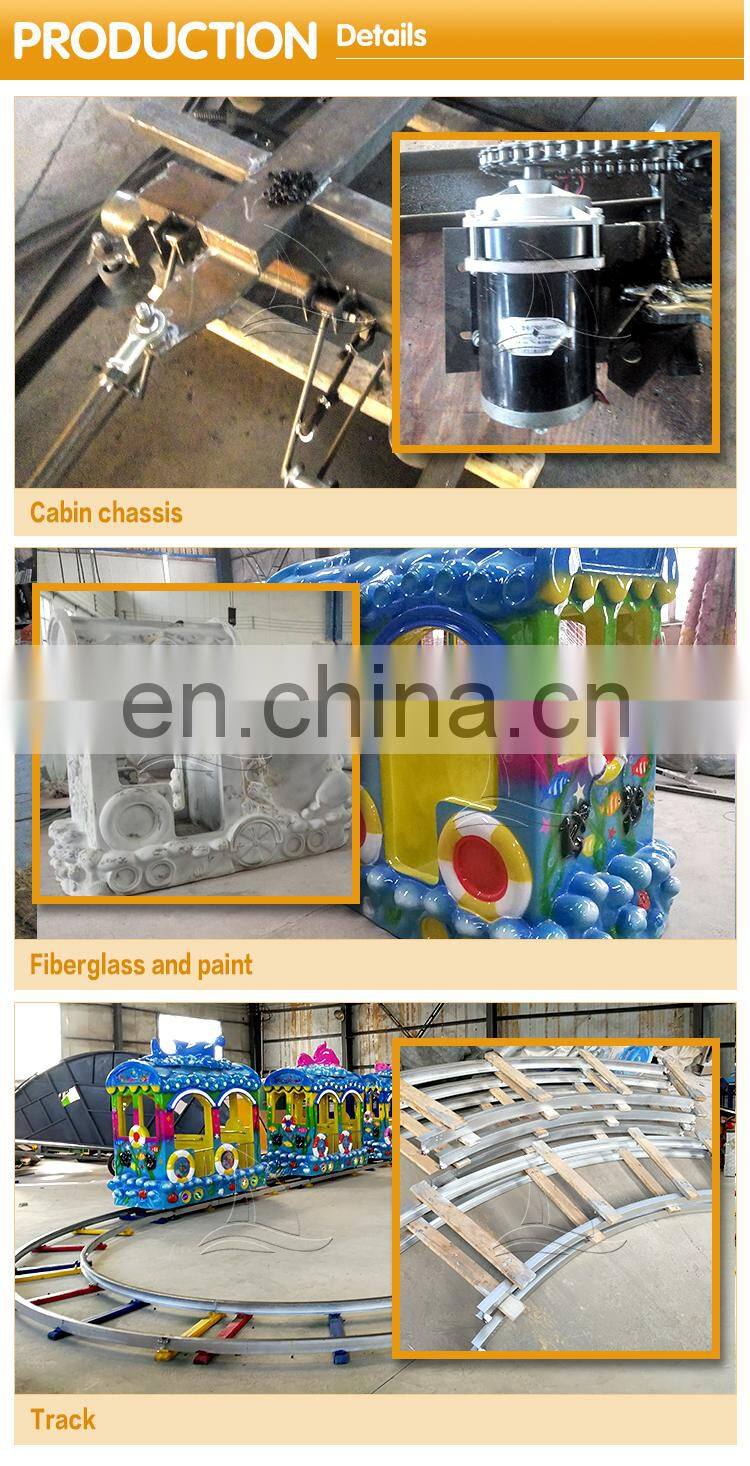 Hot kids riding mini electric train for amusement