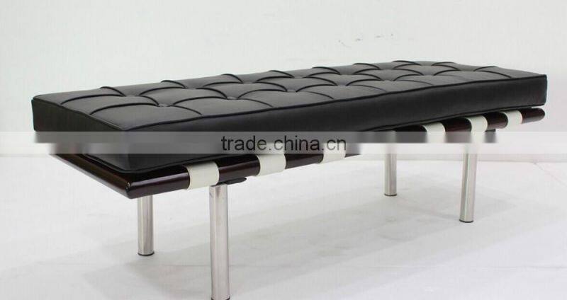 Replica German style Classic Black Italian Genuine leather Barcelona Daybed, Barcelona collections by Ludwing Mies Van der Rohe