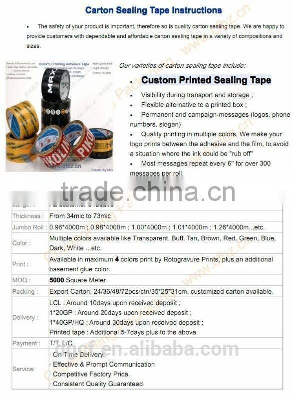 Hot Sell Customized Bopp Acrylic Glue Printed Packing Tape