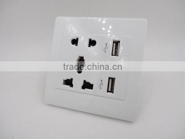 Dual USB Port Electric Wall Charger Dock Station Socket Power Outlet Panel Plate