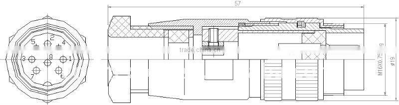 AISG connector with cable