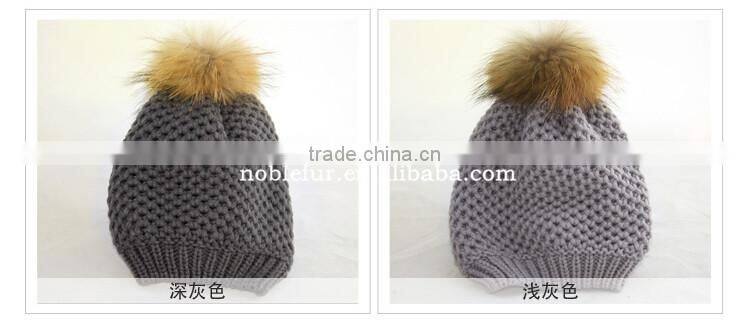 2015 top quality fancy solid color wool fur pompom female headwear