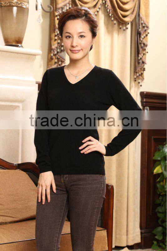 women's v neck cashmere flat knitting sweater
