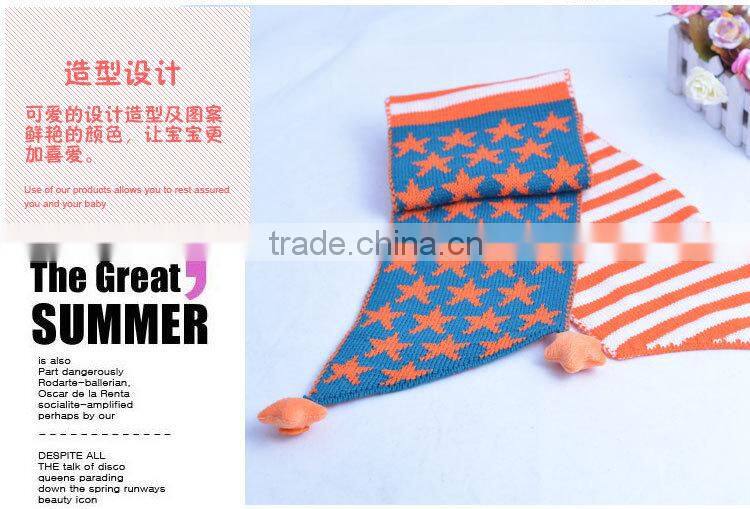Wholesale Star and Striped Pom Pom Ball Tassel Winter Warm Keeping Acrylic Fashion Boys Girls Baby Knitted Scarf