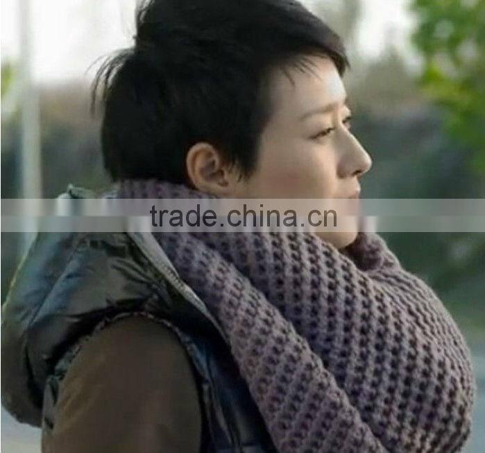 Winter Fashion Wool Knitted Women Loop Scarf