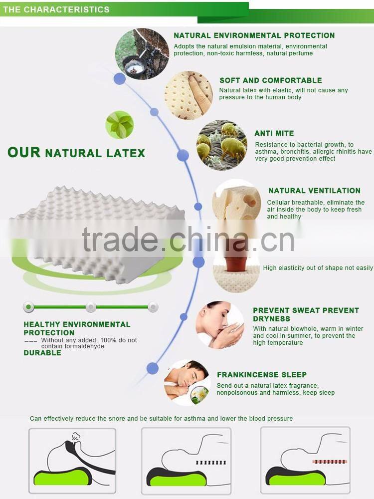 High quality cheap wholesale relieving pressure natural latex pillow thailand