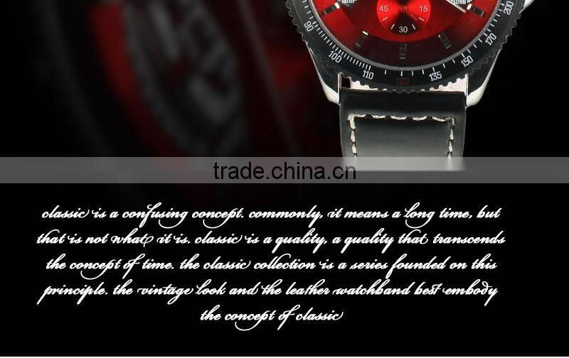 New Mens Red Dial Leather Strap Classic Design Self-Wind Up Mechanical Automatic Watch WM122